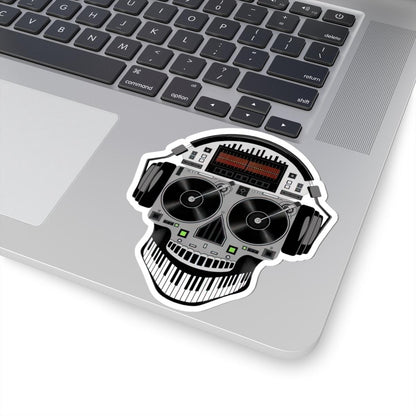 DJ Skull Turntable Sticker | Waterproof Vinyl EDM Music Headphones (Glossy)
