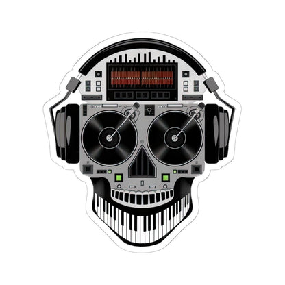 DJ Skull Turntable Sticker | Waterproof Vinyl EDM Music Headphones (Glossy)