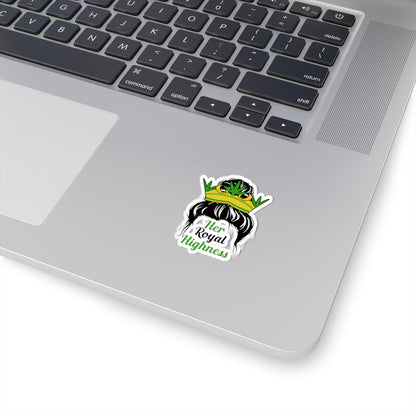 ColorFlow | Her Highness Weed Sticker Waterproof Vinyl Crown Cannabis Leaf Stoner Queen Gift Decal for Laptop Water Bottle Smoke Box