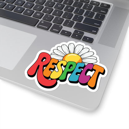 Respect Rainbow Flower Sticker | LGBTQ Daisy Vinyl Decal (Glossy)