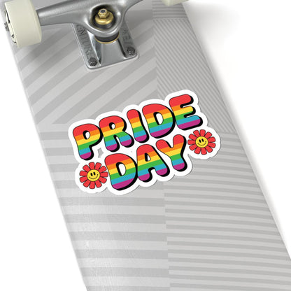 ColorFlow | Pride Day Rainbow Sticker | LGBTQ Glossy Vinyl Sticker | Smiley Flower Queer Kiss Cut Sticker | Pride Month Laptop Decor Gift