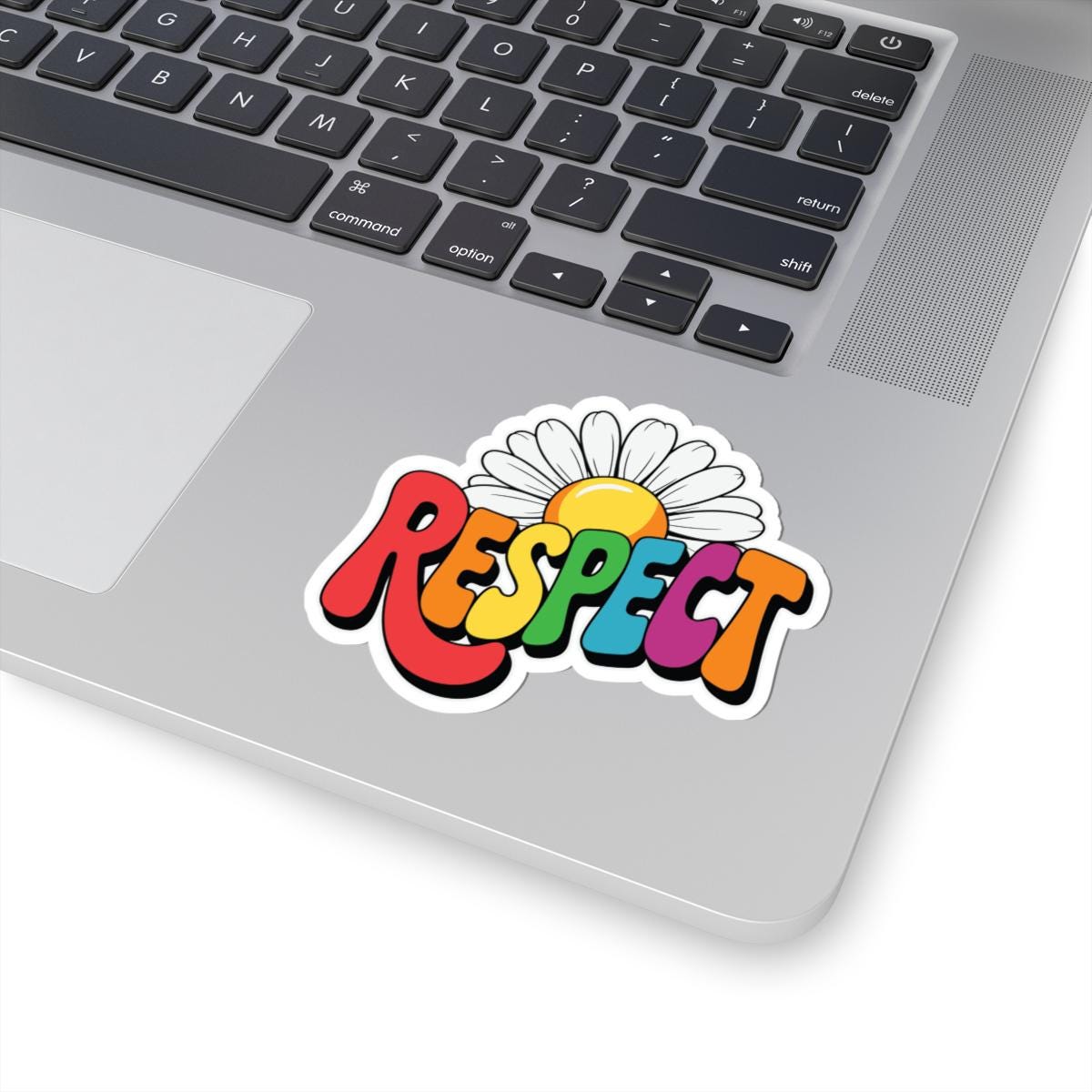 Respect Rainbow Flower Sticker | LGBTQ Daisy Vinyl Decal (Glossy)