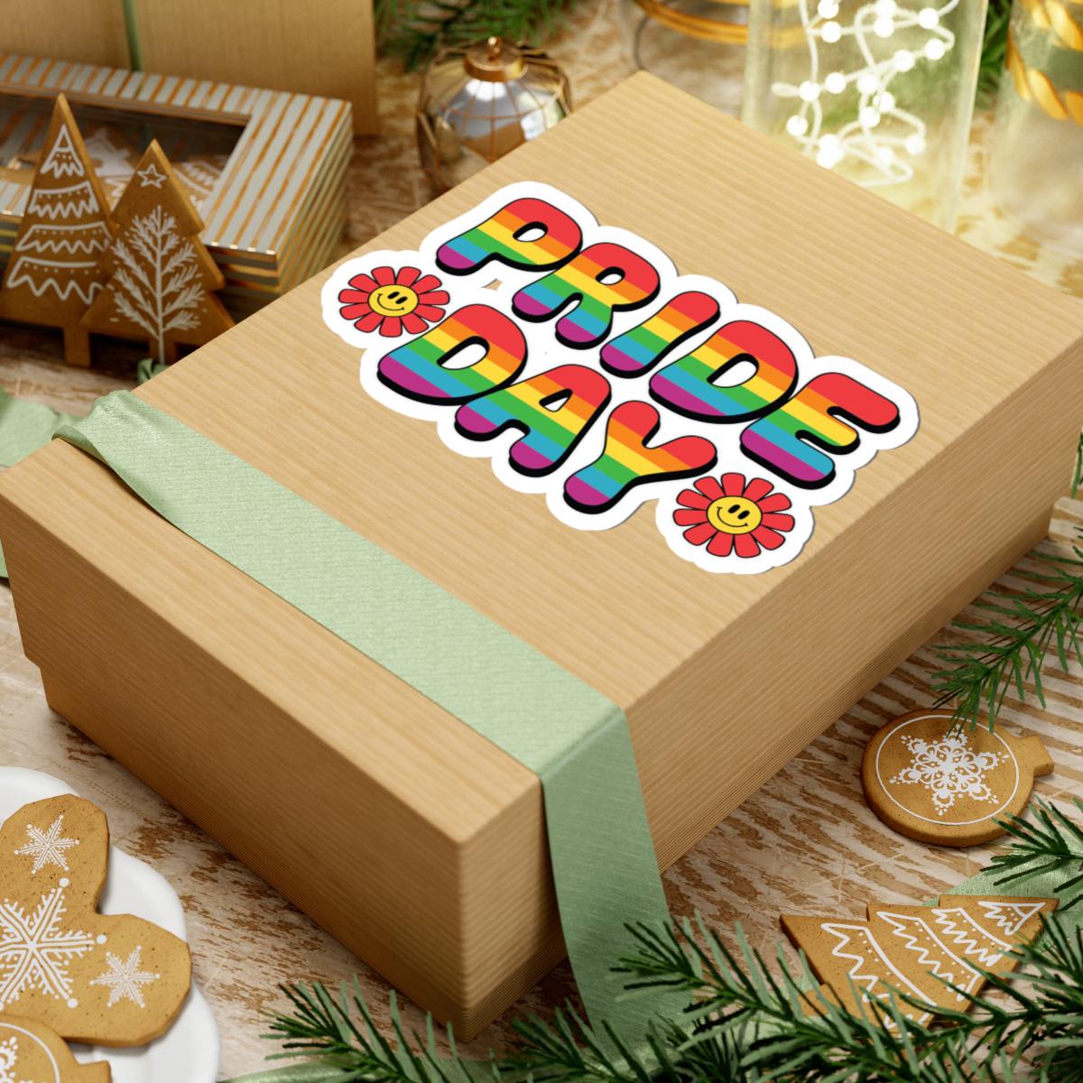 ColorFlow | Pride Day Rainbow Sticker | LGBTQ Glossy Vinyl Sticker | Smiley Flower Queer Kiss Cut Sticker | Pride Month Laptop Decor Gift