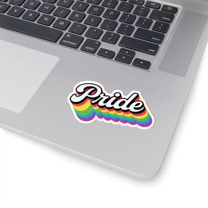 ColorFlow | Retro Pride LGBTQ Sticker | Rainbow Layered Vinyl Sticker | Glossy Queer Kiss Cut Sticker | LGBTQ Affirmation Laptop Decor
