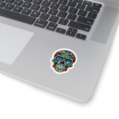 ColorFlow | Stained Glass Skull Sticker | Gothic Rainbow Skull Art Decal for Laptops & Journals