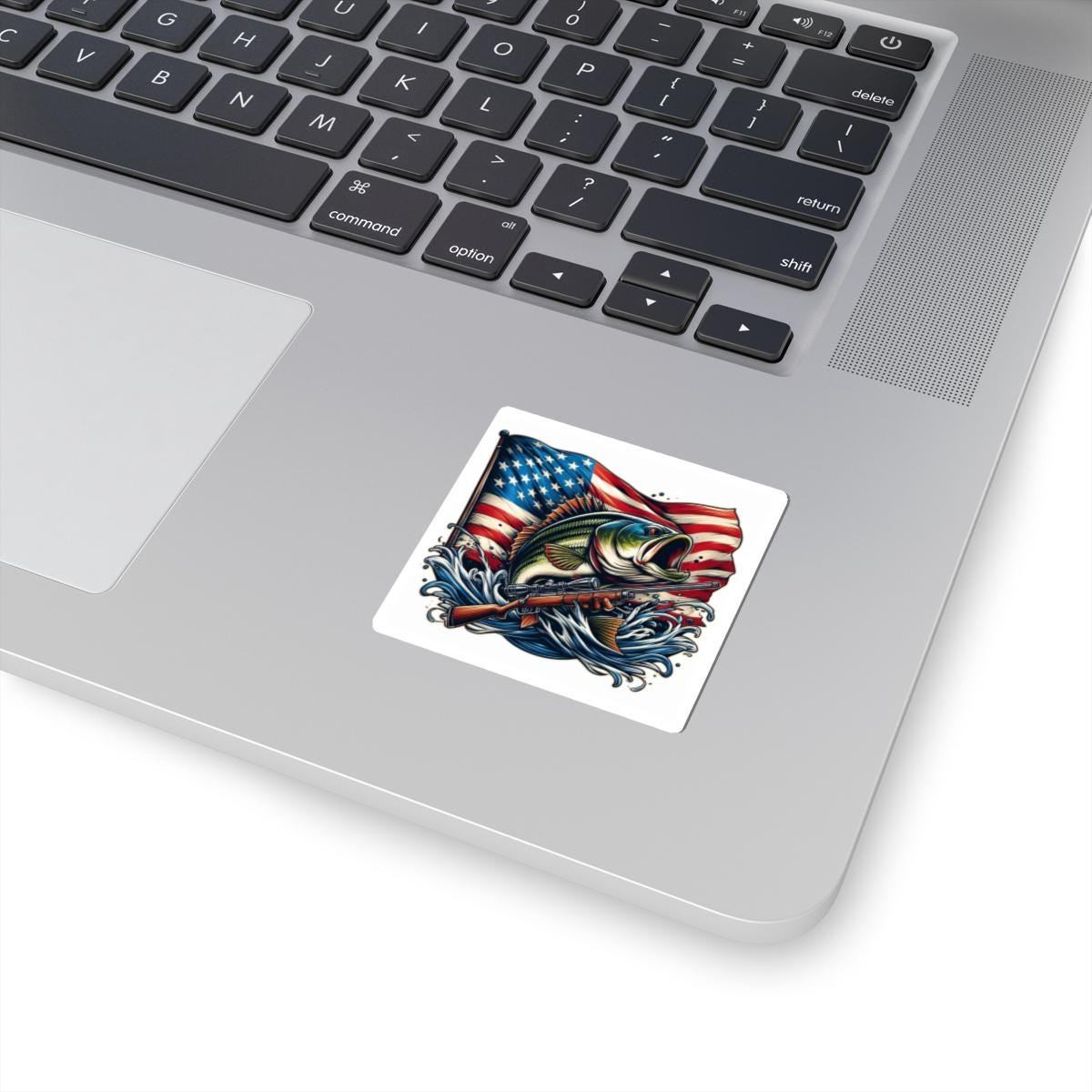 ColorFlow | American Bass Rifle Sticker | Patriotic Fish Gun Decal for Hunting and Fishing Fans