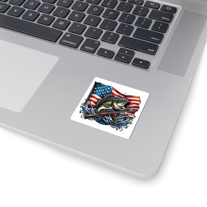 ColorFlow | American Bass Rifle Sticker | Patriotic Fish Gun Decal for Hunting and Fishing Fans