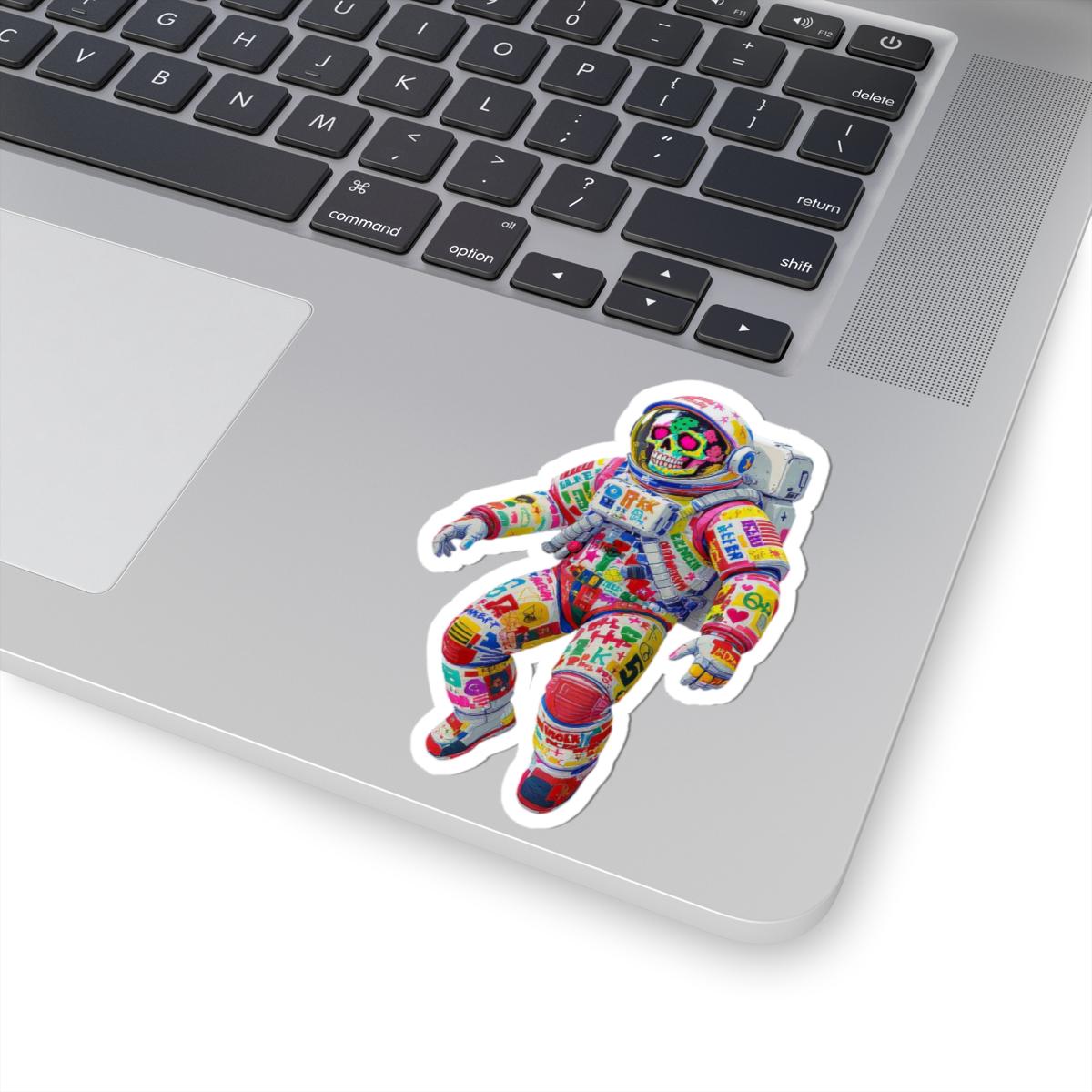 ColorFlow | Neon Skull Astronaut Sticker | Bright Graffiti Space Vinyl Decal for Laptops and Boards