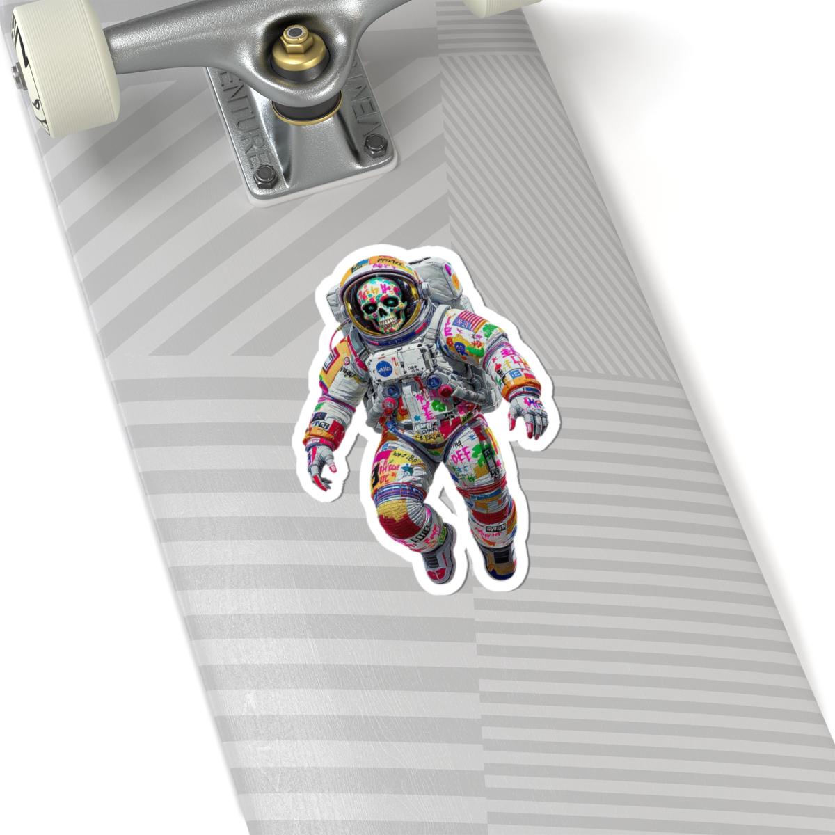ColorFlow | Graffiti Skull Astronaut Sticker | Neon Space Punk Vinyl Decal for Skaters and Artists