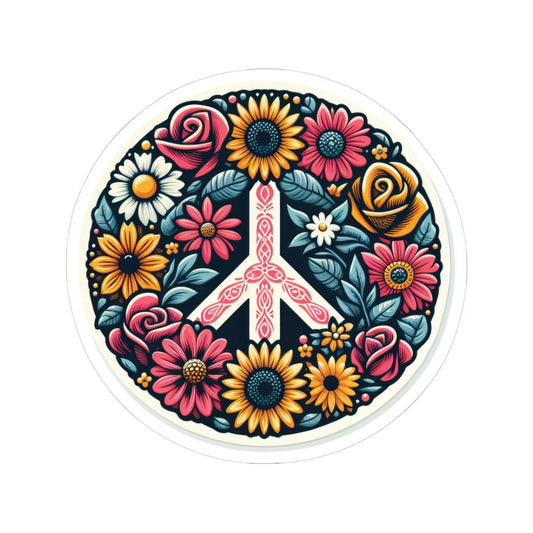 Peace Hope Flower Sticker | Boho Floral Hippie Symbol Vinyl Decal