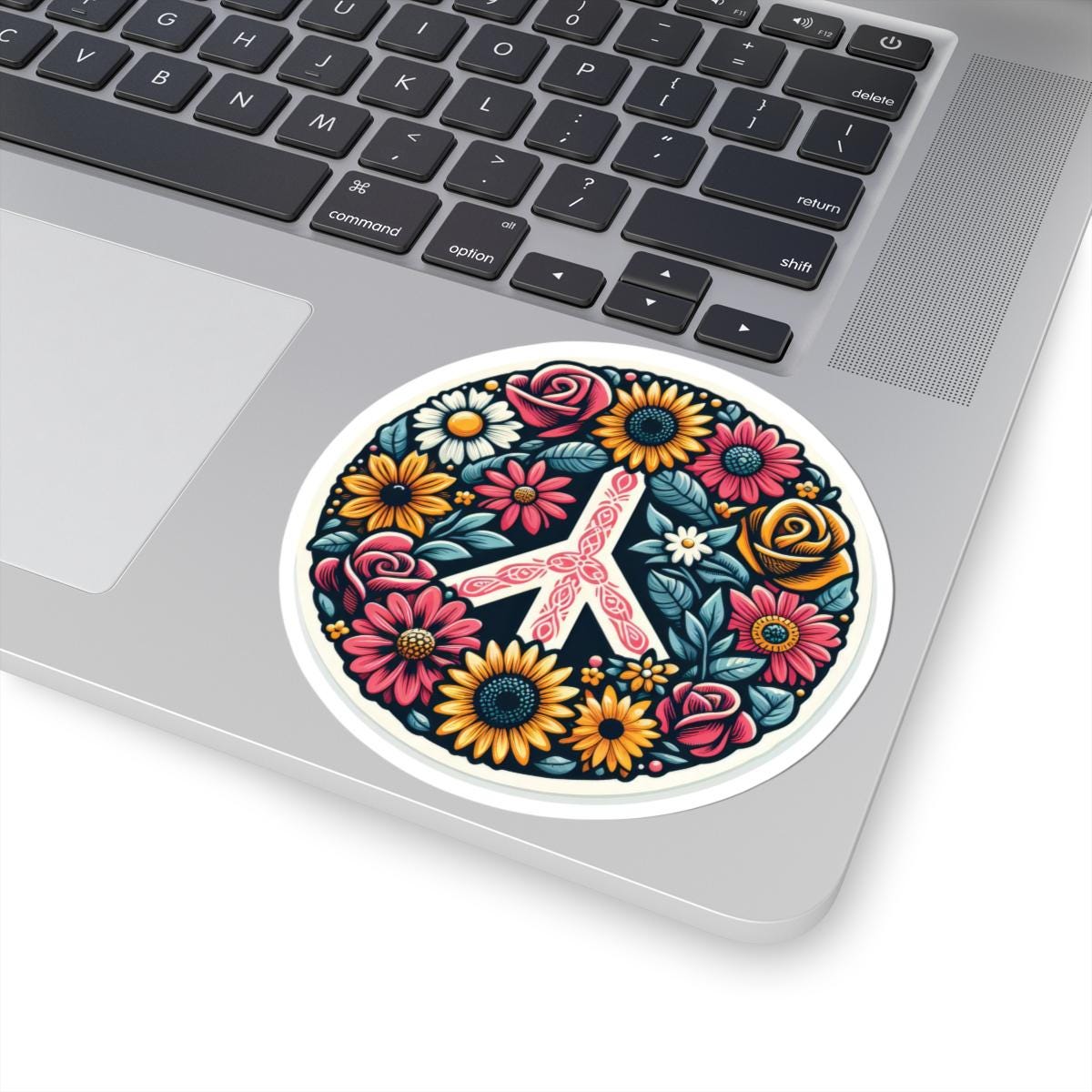 Peace Hope Flower Sticker | Boho Floral Hippie Symbol Vinyl Decal