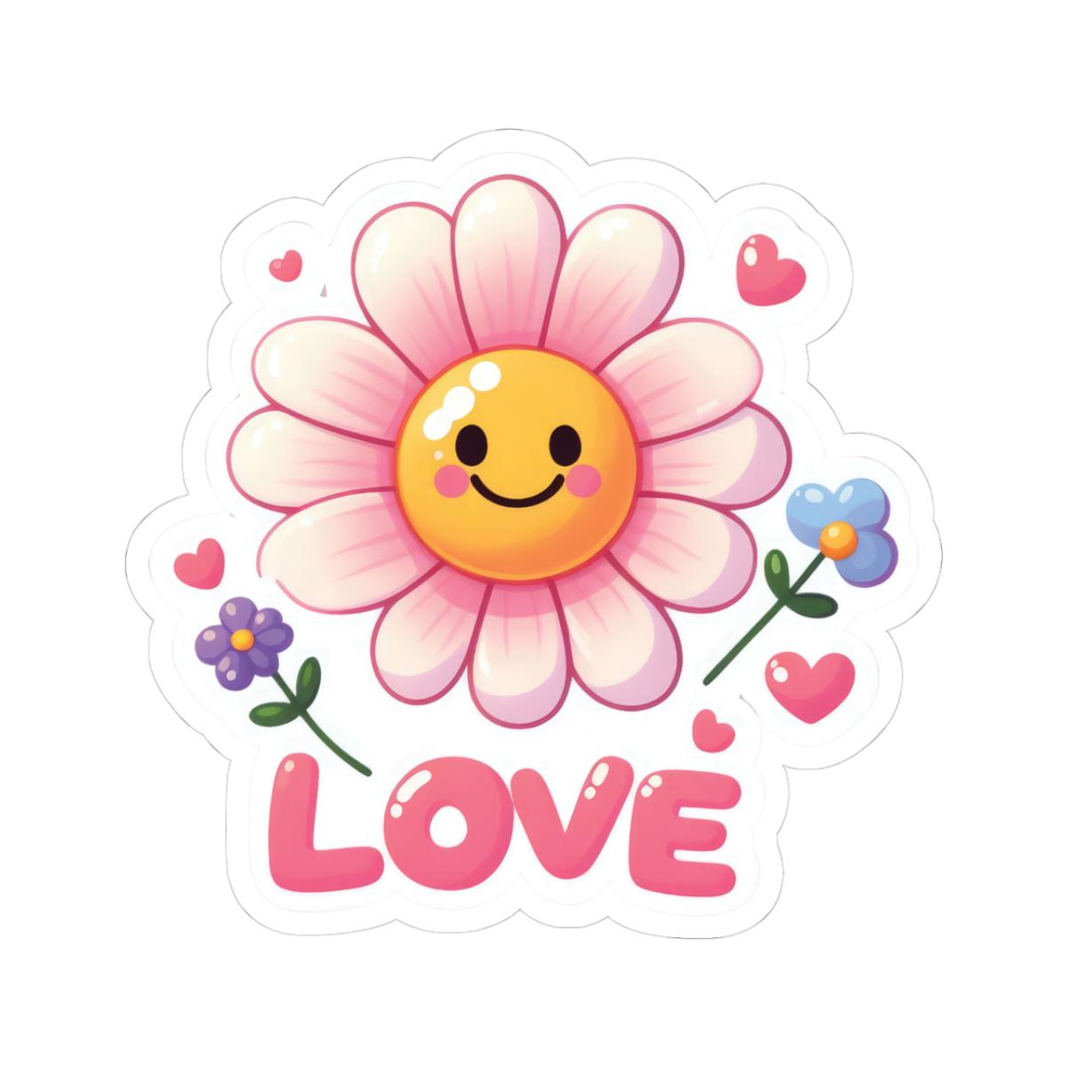 ColorFlow Smiley Flower Sticker | Pink Petals, Hearts, LOVE Decal