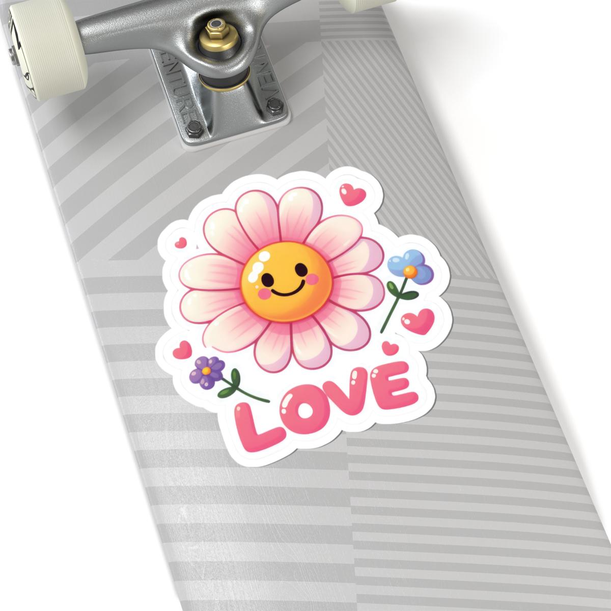 ColorFlow Smiley Flower Sticker | Pink Petals, Hearts, LOVE Decal