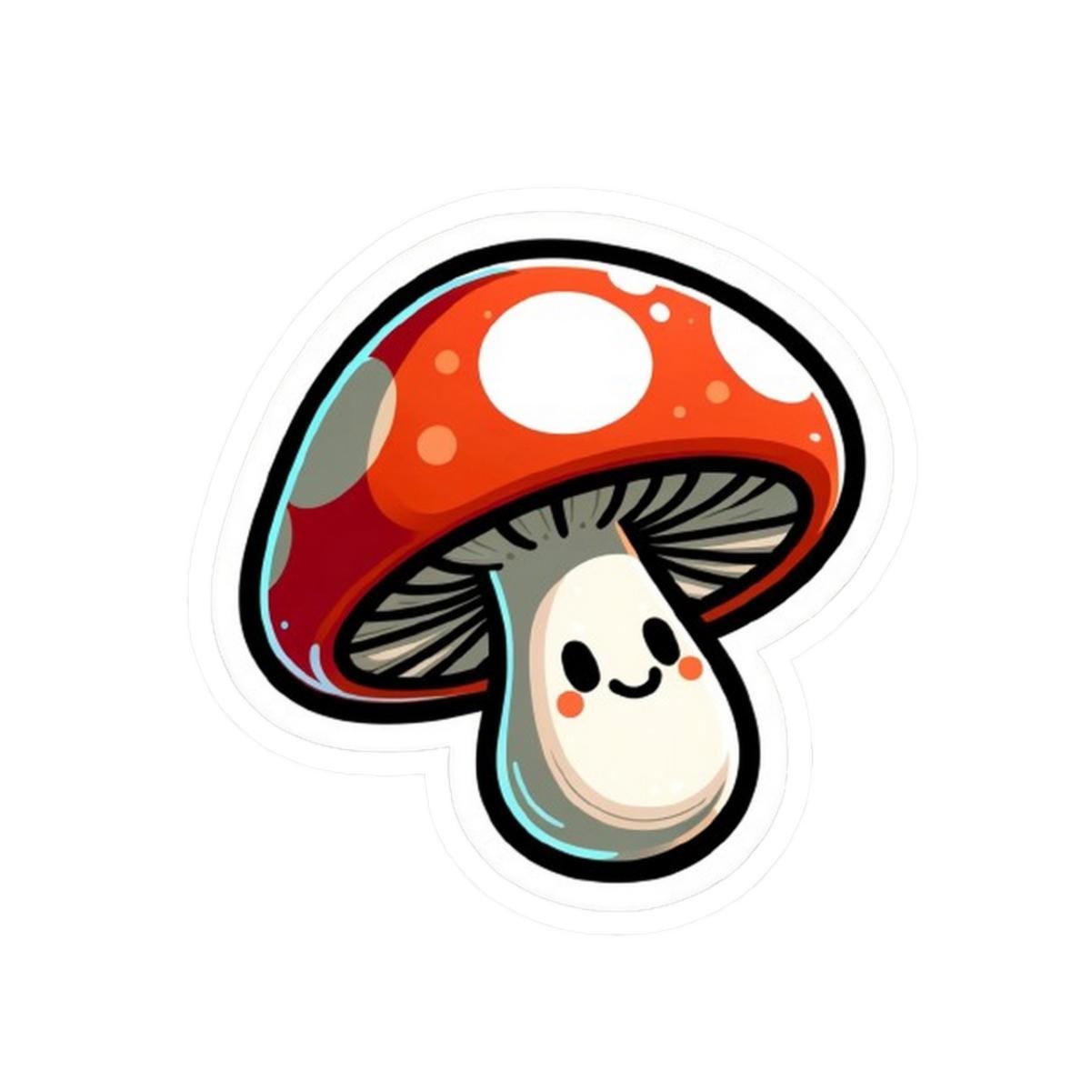 Smiling Mushroom Sticker | Kawaii Fungi Vinyl Decal, Waterproof Nature Art