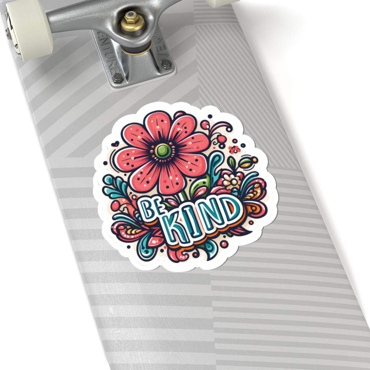 Be Kind Floral Sticker | Groovy Retro Kindness Decal, Boho Vinyl Art