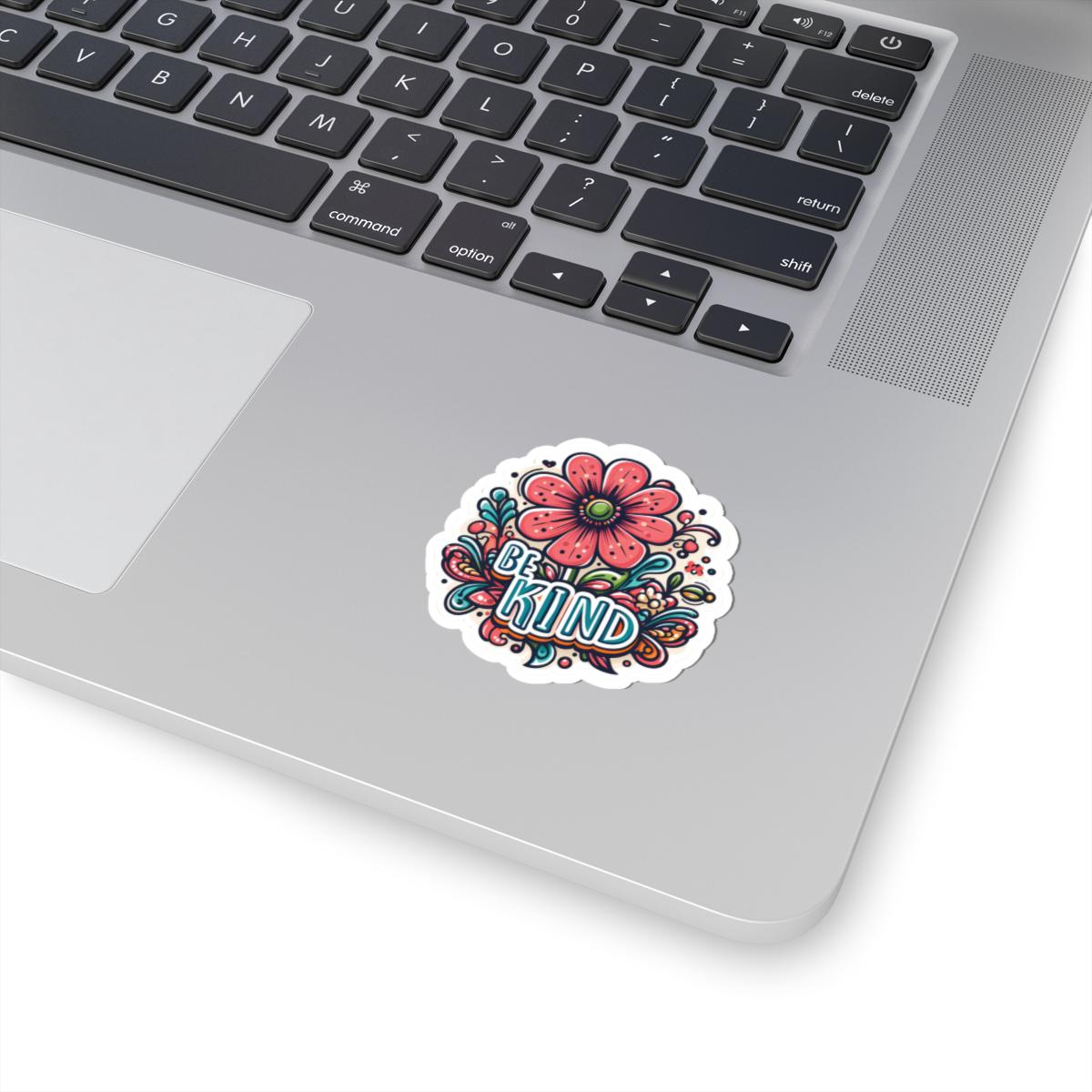Be Kind Floral Sticker | Groovy Retro Kindness Decal, Boho Vinyl Art