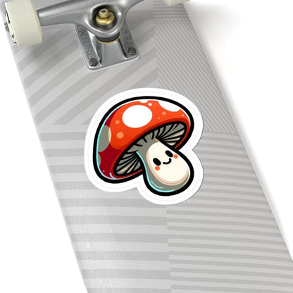Smiling Mushroom Sticker | Kawaii Fungi Vinyl Decal, Waterproof Nature Art