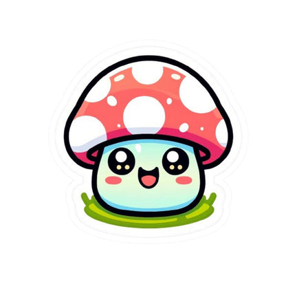 Kawaii Mushroom Sticker | Smiling Toadstool Vinyl Decal (Waterproof)