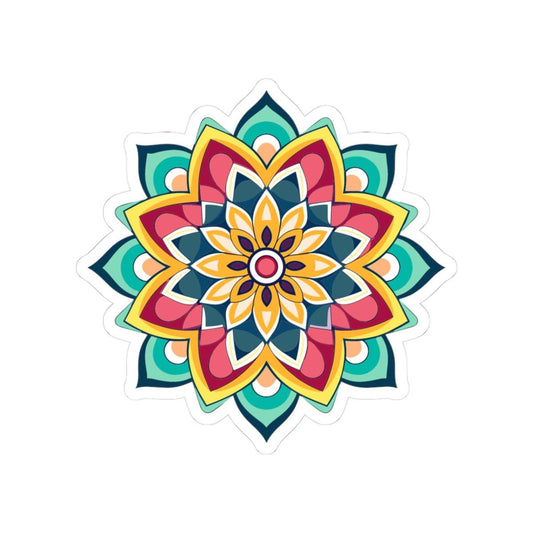 ColorFlow | Vibrant Boho Mandala Sticker | Colorful Sacred Geometry Decal | Spiritual Art