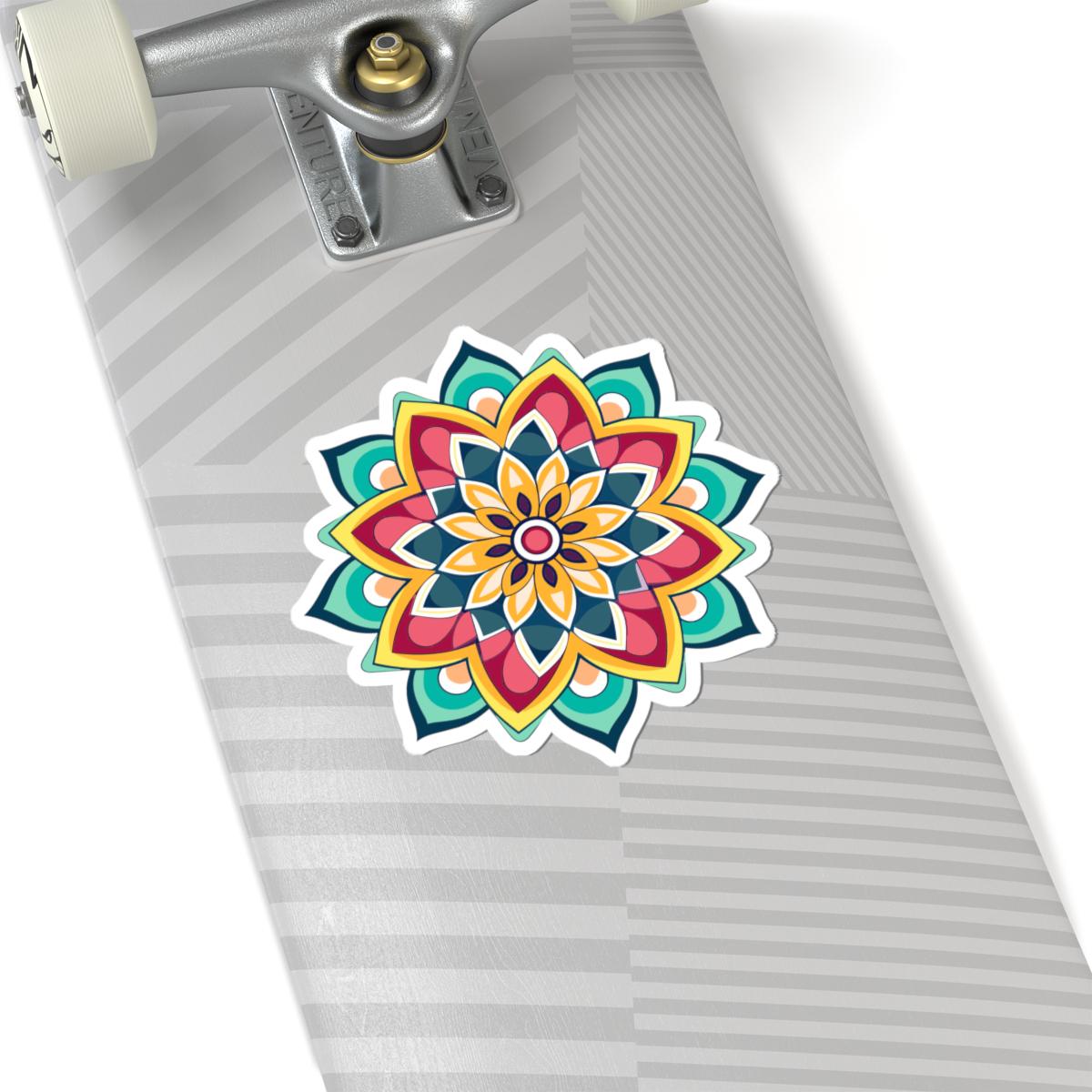 ColorFlow | Vibrant Boho Mandala Sticker | Colorful Sacred Geometry Decal | Spiritual Art