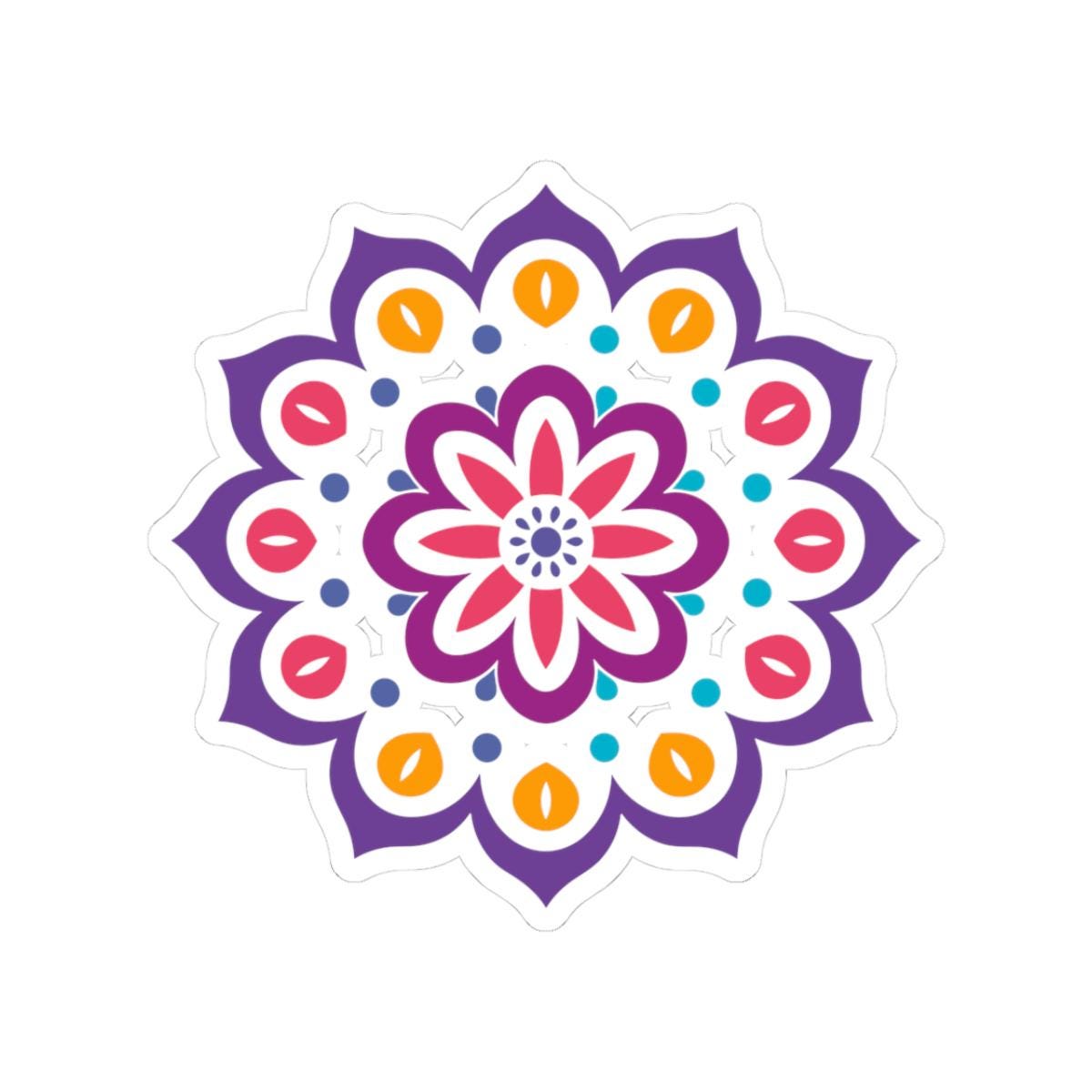 Vibrant Floral Mandala Sticker | Boho Vinyl Decal, Spiritual Decor (Journal, Laptop)