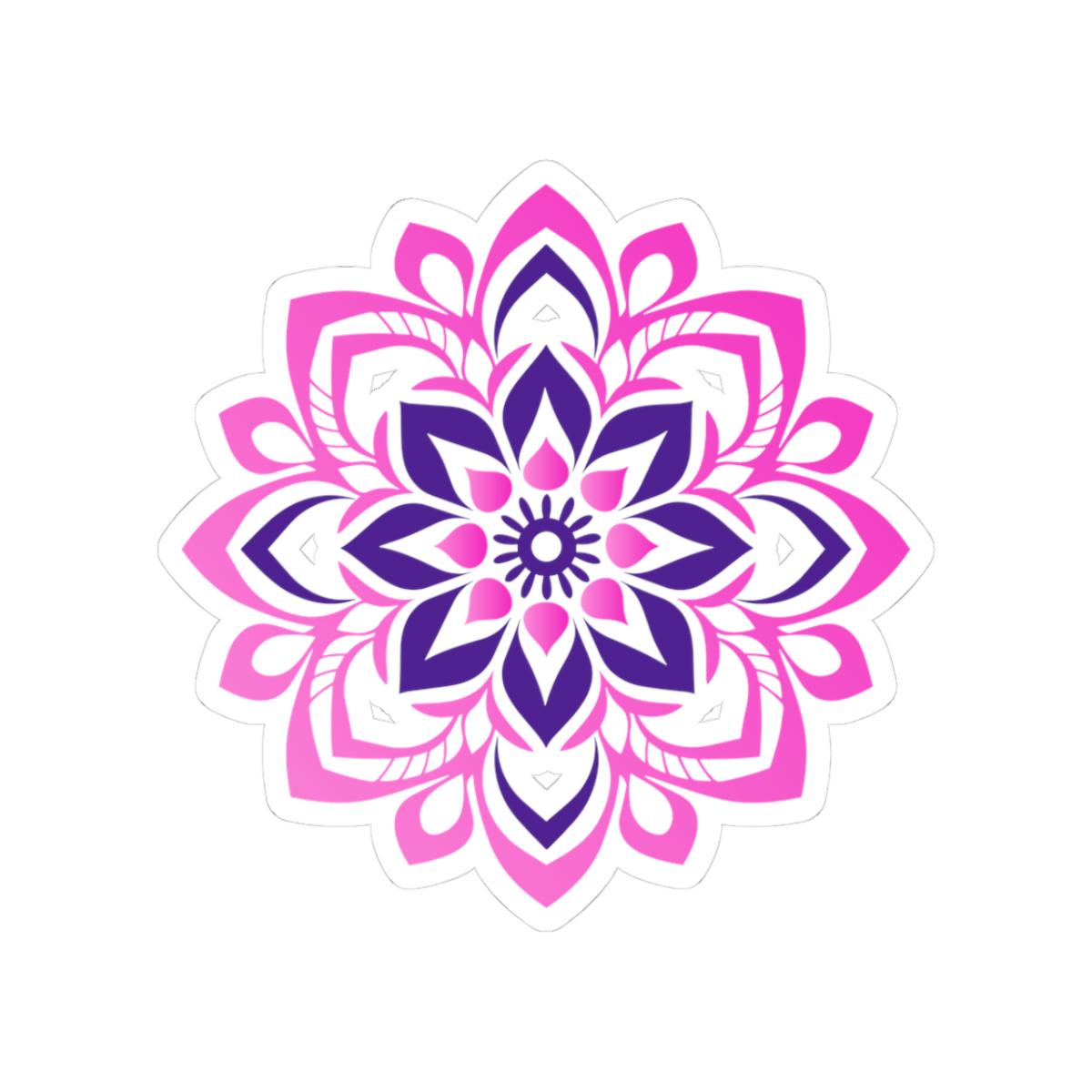 Pink Purple Mandala Sticker | Floral Symmetry Vinyl Decal, Boho Spiritual Design