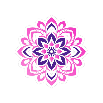 Pink Purple Mandala Sticker | Floral Symmetry Vinyl Decal, Boho Spiritual Design