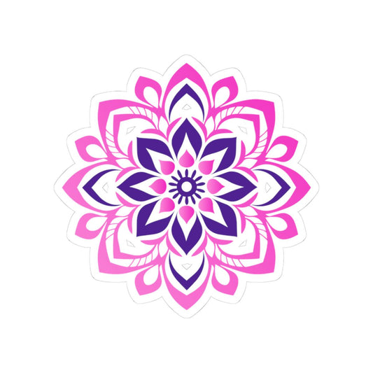 Pink Purple Mandala Sticker | Floral Symmetry Vinyl Decal, Boho Spiritual Design