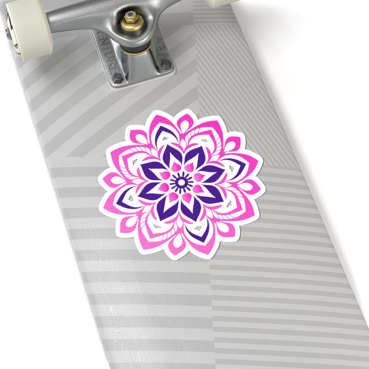 Pink Purple Mandala Sticker | Floral Symmetry Vinyl Decal, Boho Spiritual Design