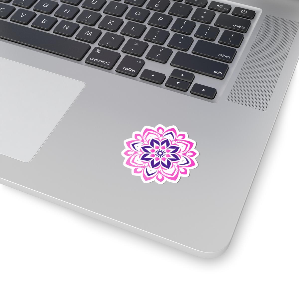 Pink Purple Mandala Sticker | Floral Symmetry Vinyl Decal, Boho Spiritual Design