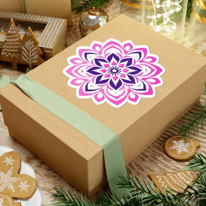 Pink Purple Mandala Sticker | Floral Symmetry Vinyl Decal, Boho Spiritual Design