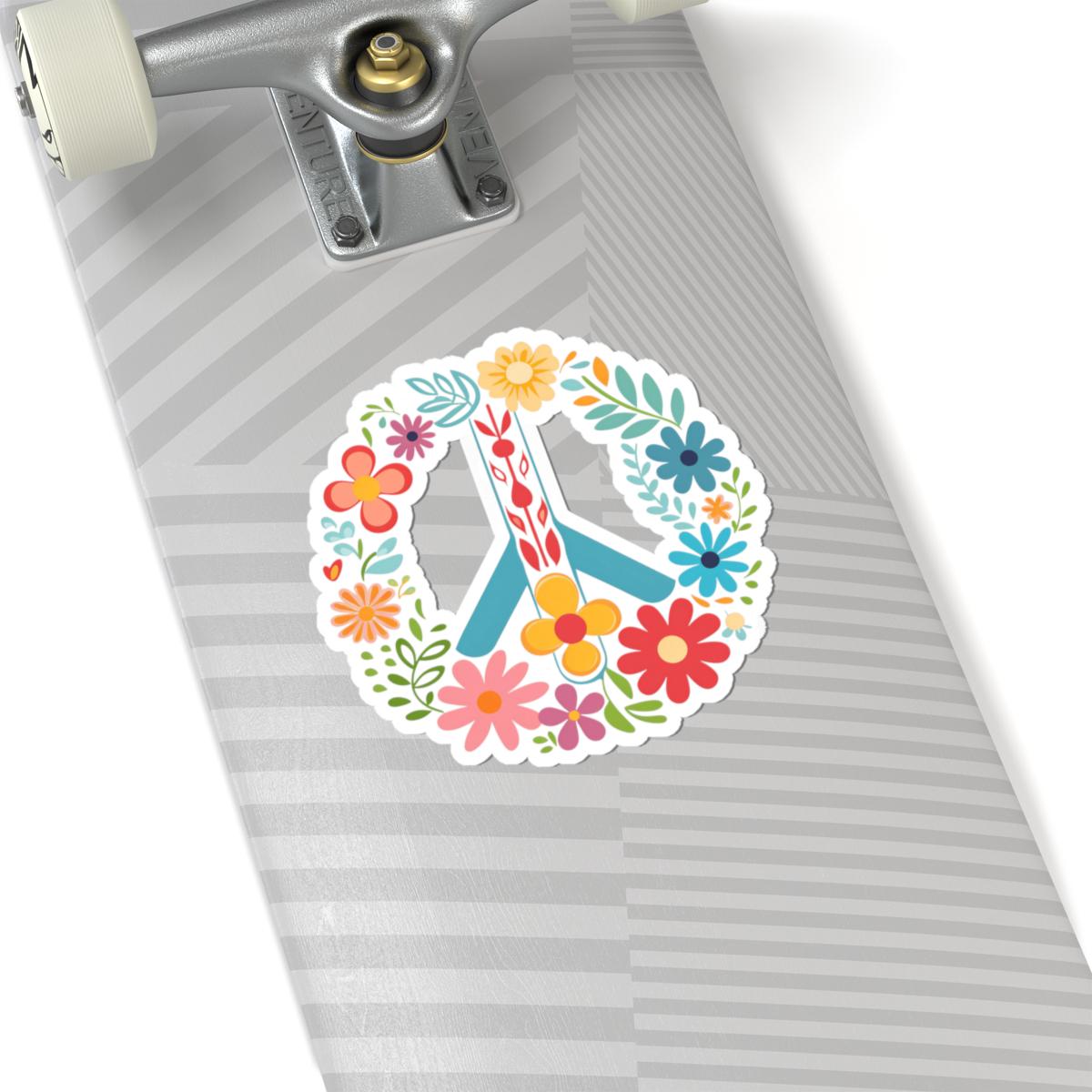 Floral Peace Sign Sticker | Boho Hippie Vinyl Decal (Kiss Cut)