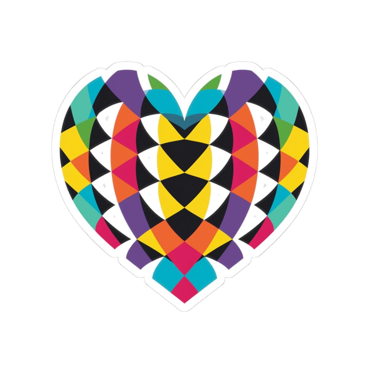 Geometric Rainbow Heart Sticker | Bold Abstract Love Vinyl Decal (Laptop Tumbler Art)