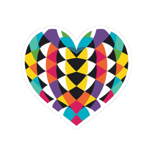 Geometric Rainbow Heart Sticker | Bold Abstract Love Vinyl Decal (Laptop Tumbler Art)