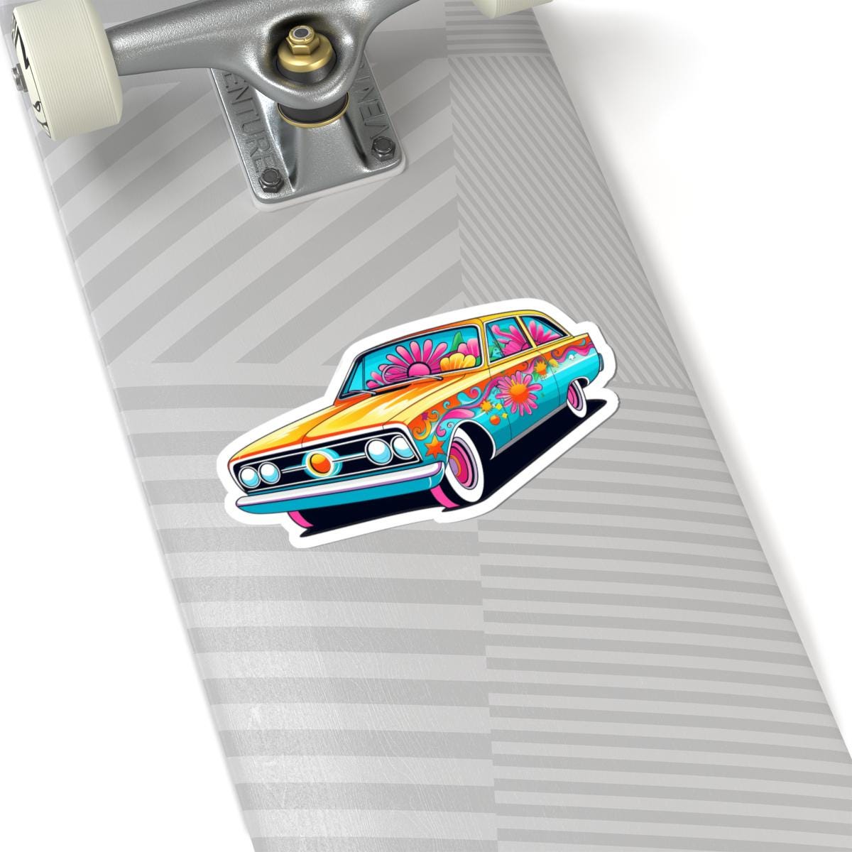 ColorFlow | Retro Hippie Car Sticker | Psychedelic Flower Power Vinyl Decal | Groovy Kiss Cut Sticker