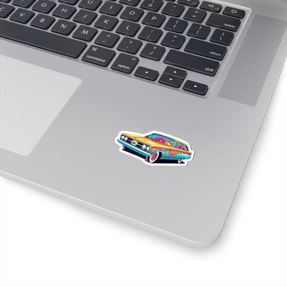 ColorFlow | Retro Hippie Car Sticker | Psychedelic Flower Power Vinyl Decal | Groovy Kiss Cut Sticker