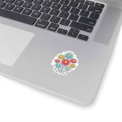 ColorFlow Daisy Bouquet Sticker | Retro Floral Vinyl Decal (Kiss Cut)