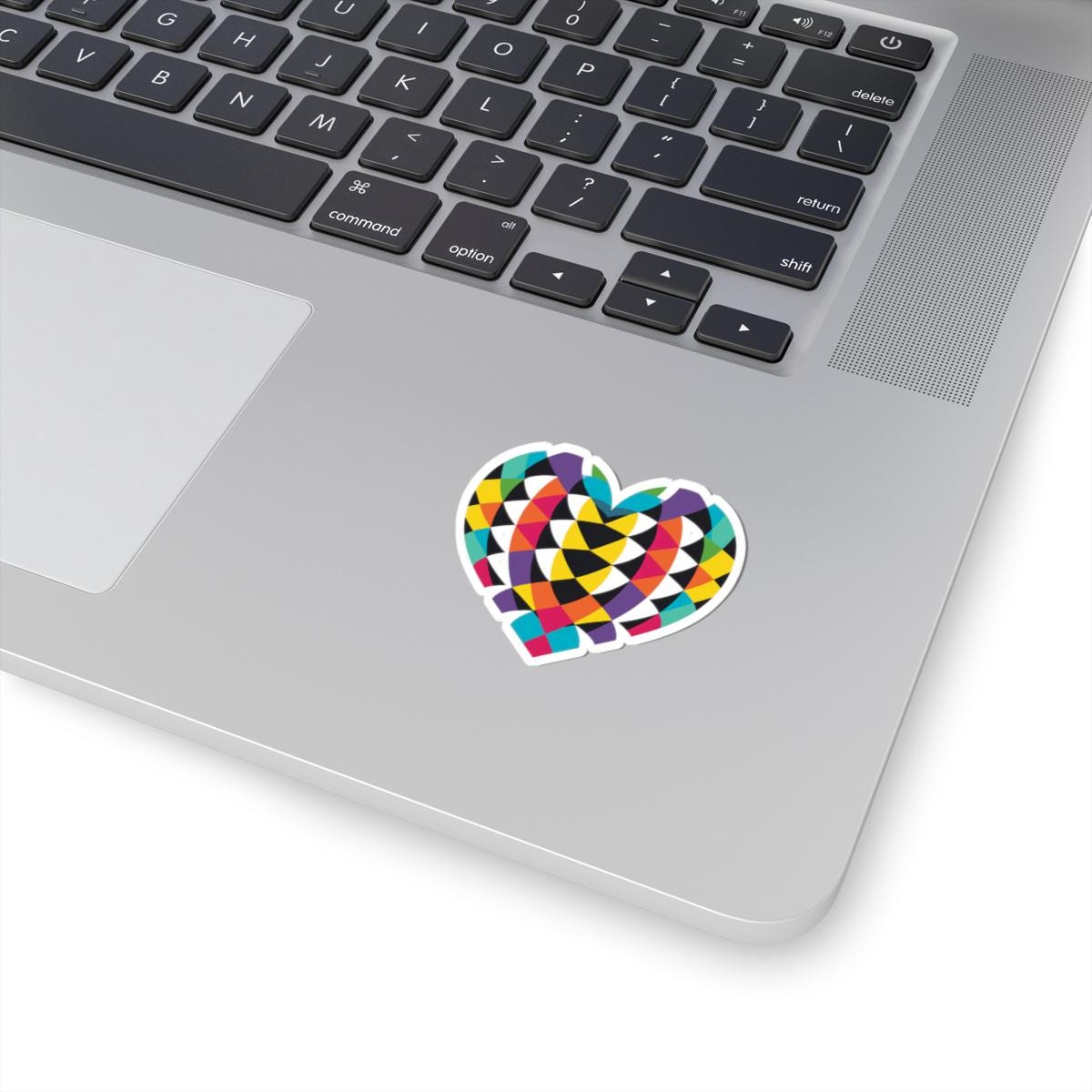 Geometric Rainbow Heart Sticker | Bold Abstract Love Vinyl Decal (Laptop Tumbler Art)