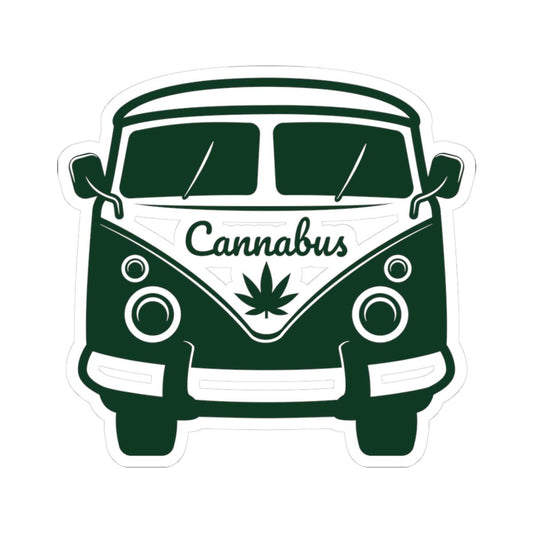 ColorFlow | Cannabus Retro Camper Vinyl Sticker | Vintage Van Cannabis Leaf Illustration Design