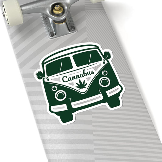 ColorFlow | Cannabus Retro Camper Vinyl Sticker | Vintage Van Cannabis Leaf Illustration Design
