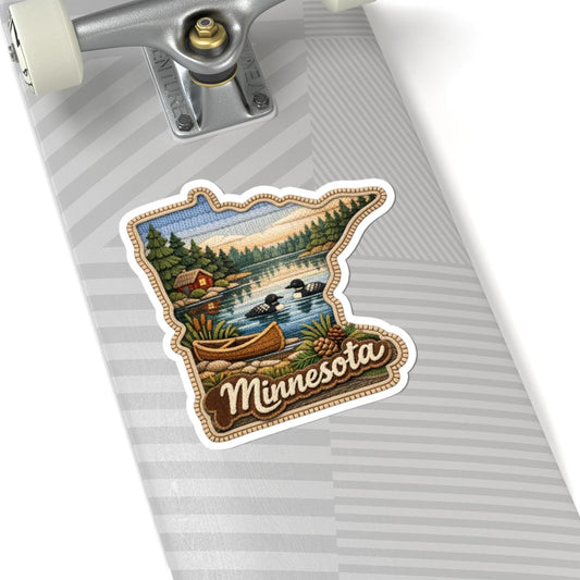 ColorFlow | Minnesota Northwoods Serenity Vinyl Sticker | Quiet Lakes Pine Forest Canoes and Cabin Reflections Art
