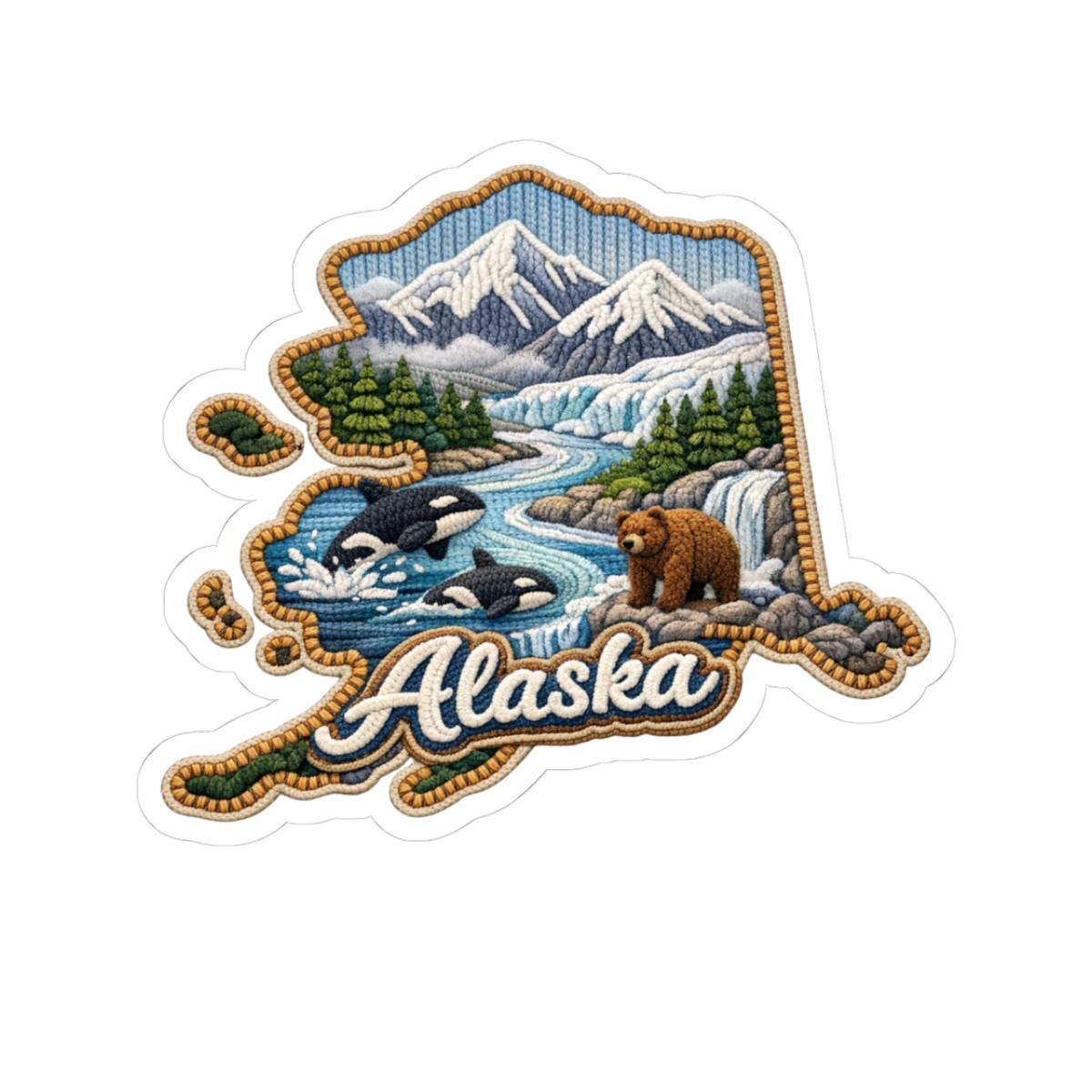 Alaska Wild Frontier Sticker | Mountains, Rivers, Orcas, Bear Art