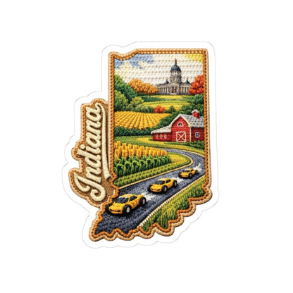 ColorFlow | Indiana Crossroads Countryside Vinyl Sticker | Rolling Farmland Capitol Views and Autumn Roads Art