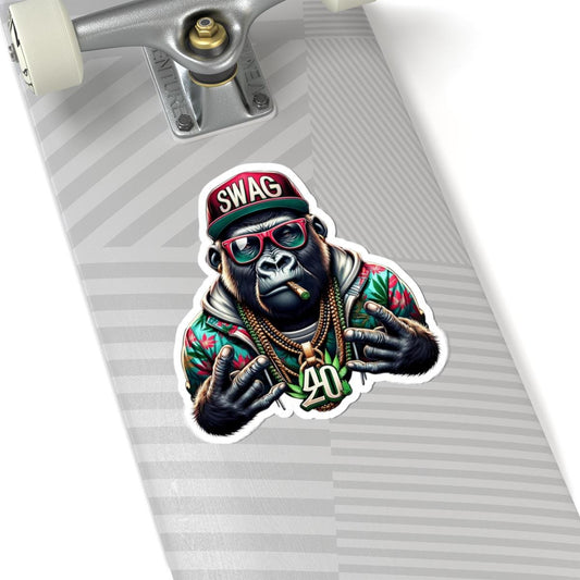 ColorFlow | Swag Gorilla 420 Vinyl Sticker for Water Bottles Laptops Cars | Hip Hop Stoner Art Waterproof Decal