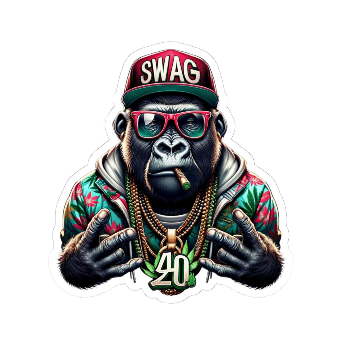 ColorFlow | Swag Gorilla 420 Vinyl Sticker for Water Bottles Laptops Cars | Hip Hop Stoner Art Waterproof Decal