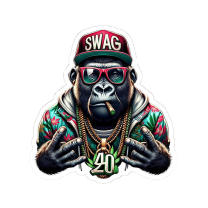 ColorFlow | Swag Gorilla 420 Vinyl Sticker for Water Bottles Laptops Cars | Hip Hop Stoner Art Waterproof Decal