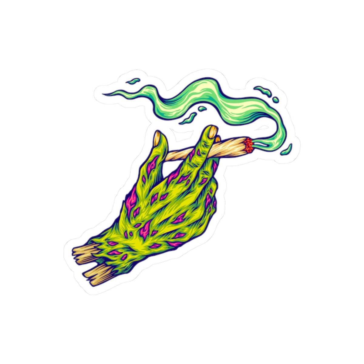 ColorFlow | Zombie Hand Smoking Vinyl Sticker for Water Bottles Laptops Cars | Trippy Cannabis Art Waterproof Decal