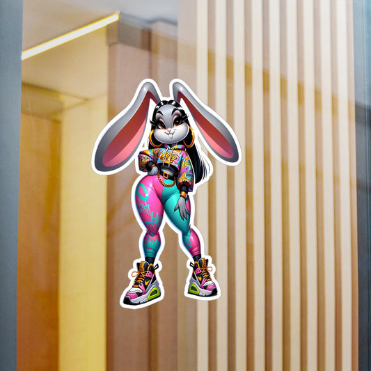 ColorFlow | Hip Hop Bunny Vinyl Sticker | Urban Art Waterproof Decal | Glossy Matte Holographic | 6 Size Options