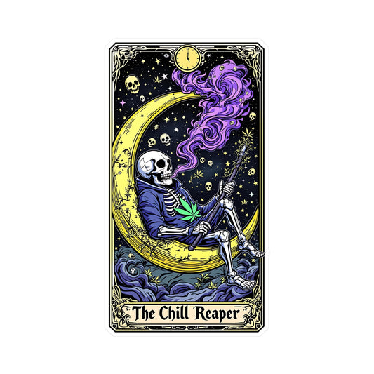 ColorFlow | Chill Reaper Skeleton Vinyl Sticker | Waterproof Art Decal | Glossy Matte Holographic | 6 Sizes