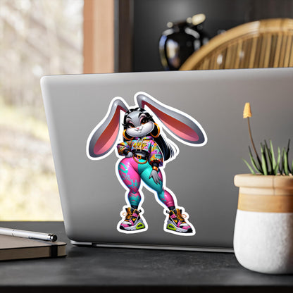 ColorFlow | Hip Hop Bunny Vinyl Sticker | Urban Art Waterproof Decal | Glossy Matte Holographic | 6 Size Options